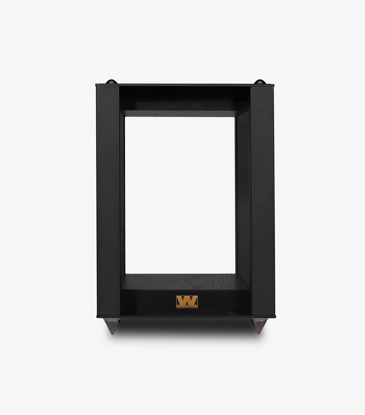 Wharfedale Linton Speaker Stand in Black Oak, front view